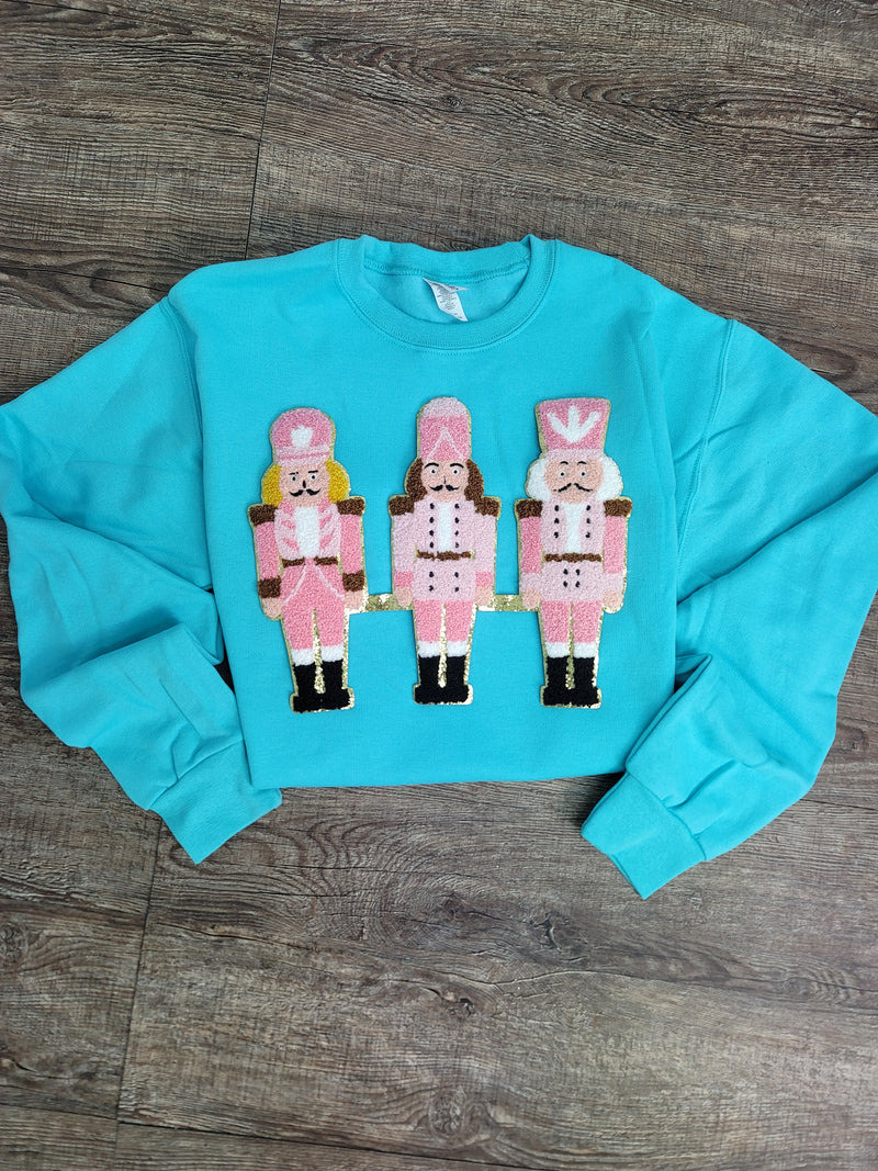 3Blues Designs |   Hazel Blues® |  Large Nutcrackers Chenille Patch Sweatshirt