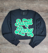 3Blues Designs |   Hazel Blues® |  Santa Baby Chenille Patch Sweatshirt: LIME GREEN