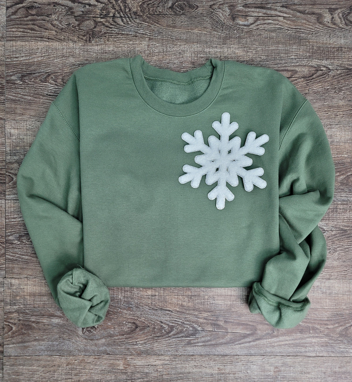 Hazel Blues® |  Medium Snowflake Chenille Patch Sweatshirt