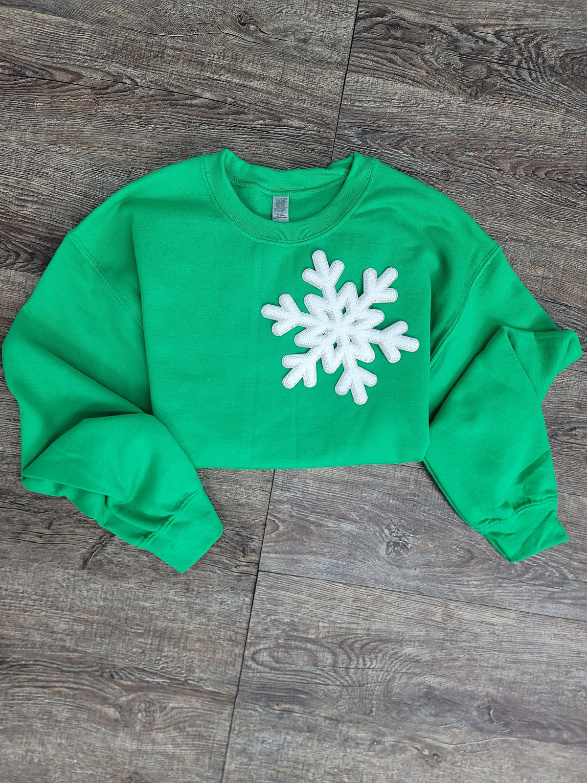 Hazel Blues® |  Medium Snowflake Chenille Patch Sweatshirt