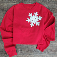 Hazel Blues® |  Medium Snowflake Chenille Patch Sweatshirt