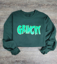 Hazel Blues® |  Grinchy Chenille Patch Sweatshirt: LIME GREEN