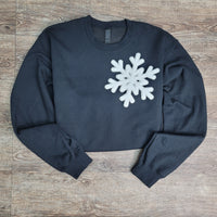 3Blues Designs |   Hazel Blues® |  Medium Snowflake Chenille Patch Sweatshirt