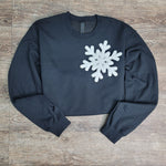 Hazel Blues® |  Medium Snowflake Chenille Patch Sweatshirt