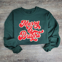 3Blues Designs |   Hazel Blues® |  Merry & Bright Chenille Patch Sweatshirt: RED