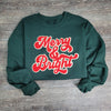 Hazel Blues® |  Merry & Bright Chenille Patch Sweatshirt: RED