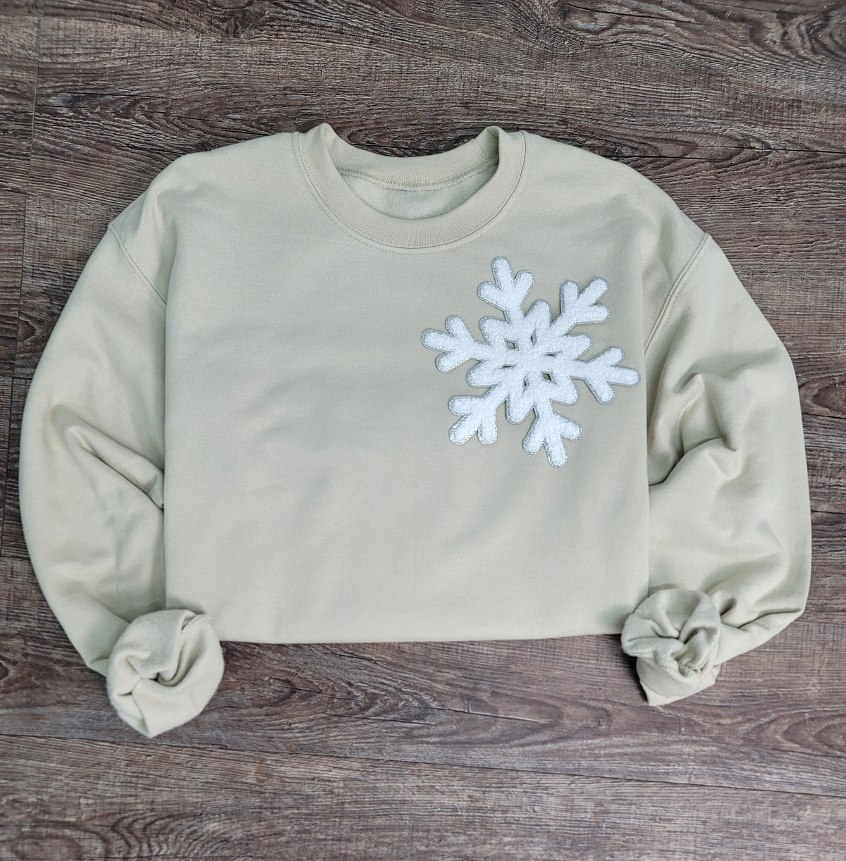 Hazel Blues® |  Medium Snowflake Chenille Patch Sweatshirt