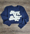 Hazel Blues® |  Merry & Bright Chenille Patch Sweatshirt: WHITE
