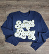 Hazel Blues® |  Santa Baby Chenille Patch Sweatshirt: WHITE