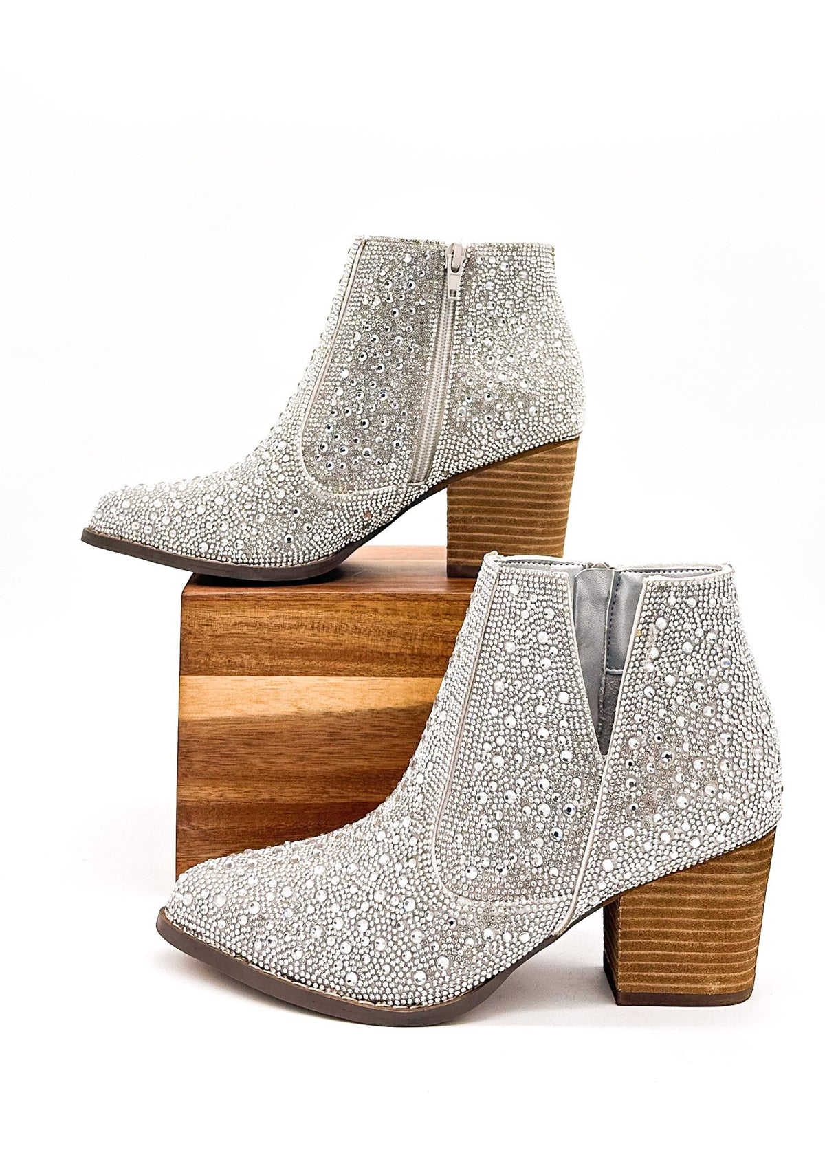 Hazel Blues® |  Shine Star Rhinestone Bootie in Silver