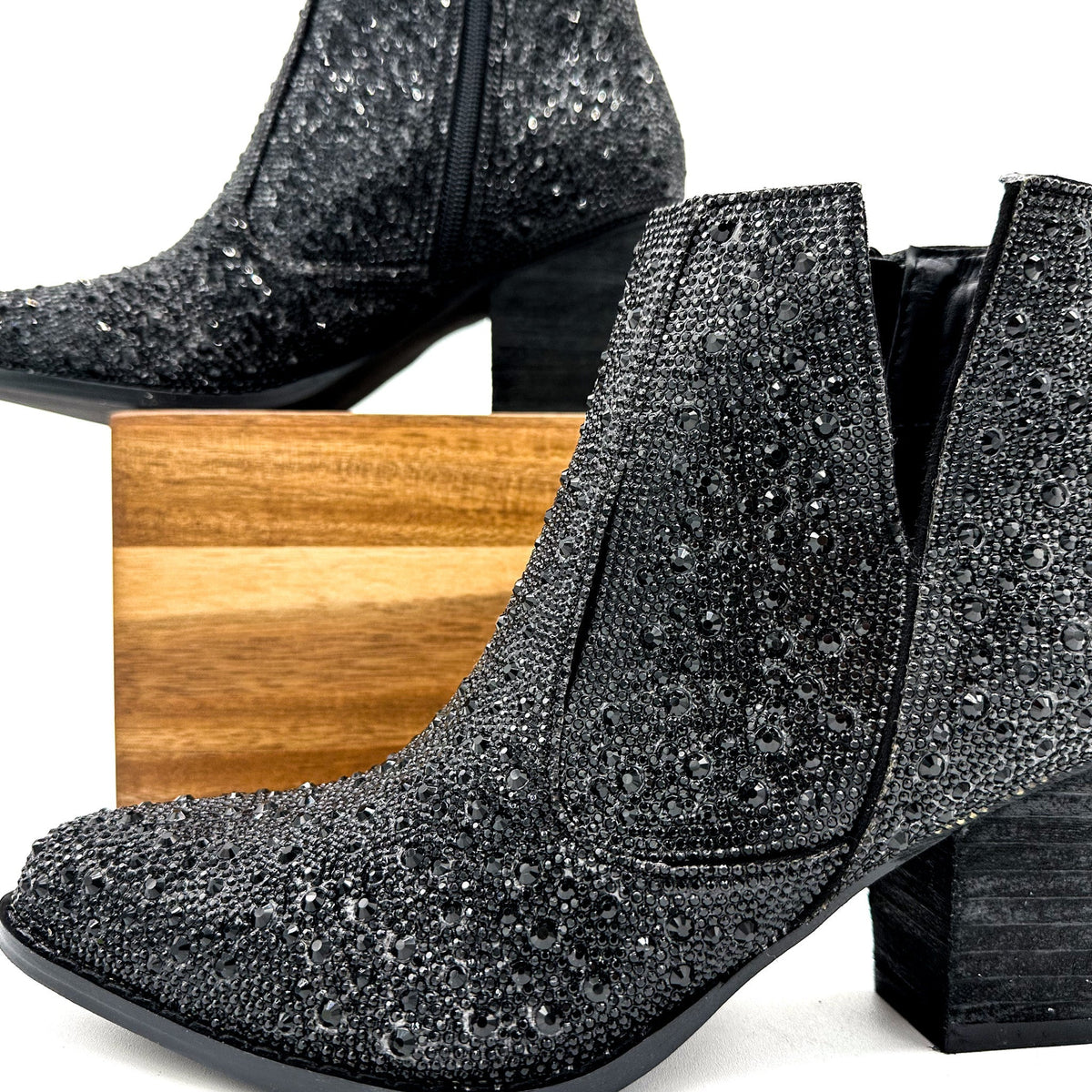 Hazel Blues® |  Shine Star Rhinestone Bootie in Black