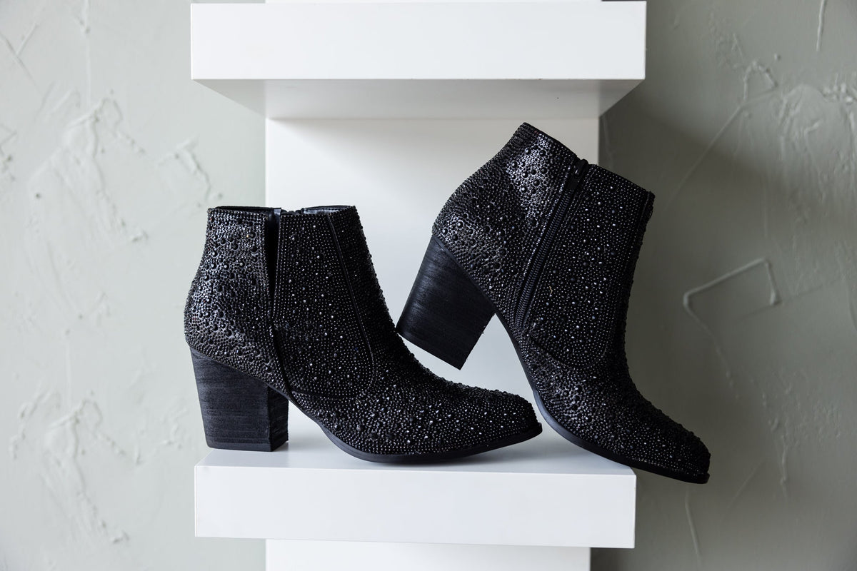 Hazel Blues® |  Shine Star Rhinestone Bootie in Black