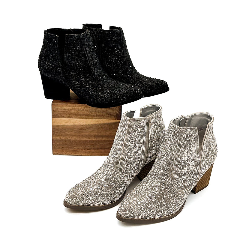 Hazel Blues® |  Shine Star Rhinestone Bootie in Black