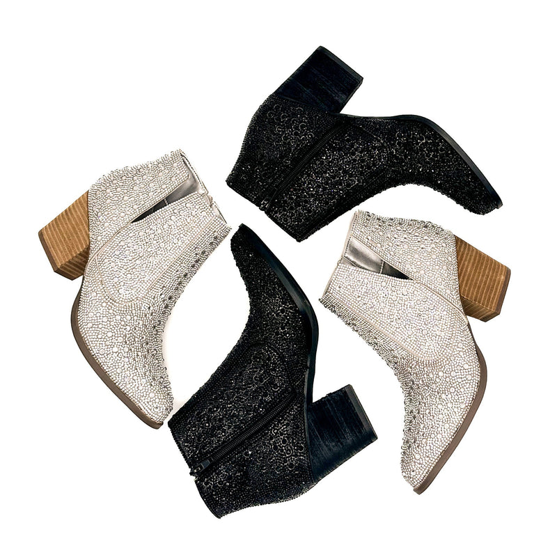 Hazel Blues® |  Shine Star Rhinestone Bootie in Silver