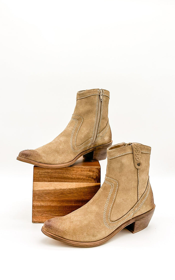 Hazel Blues® |  Smithy Suede Ankle Boot in Tan