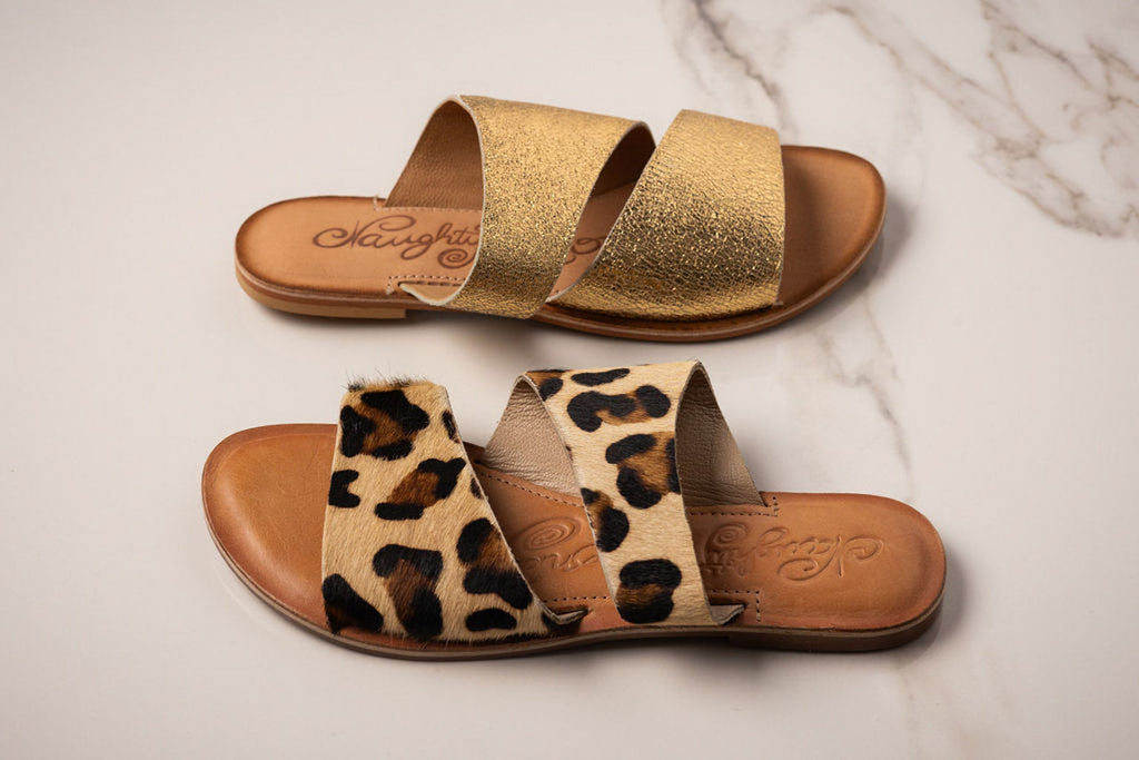 Hazel Blues® |  Spirited Dual Strap Slide in Leopard