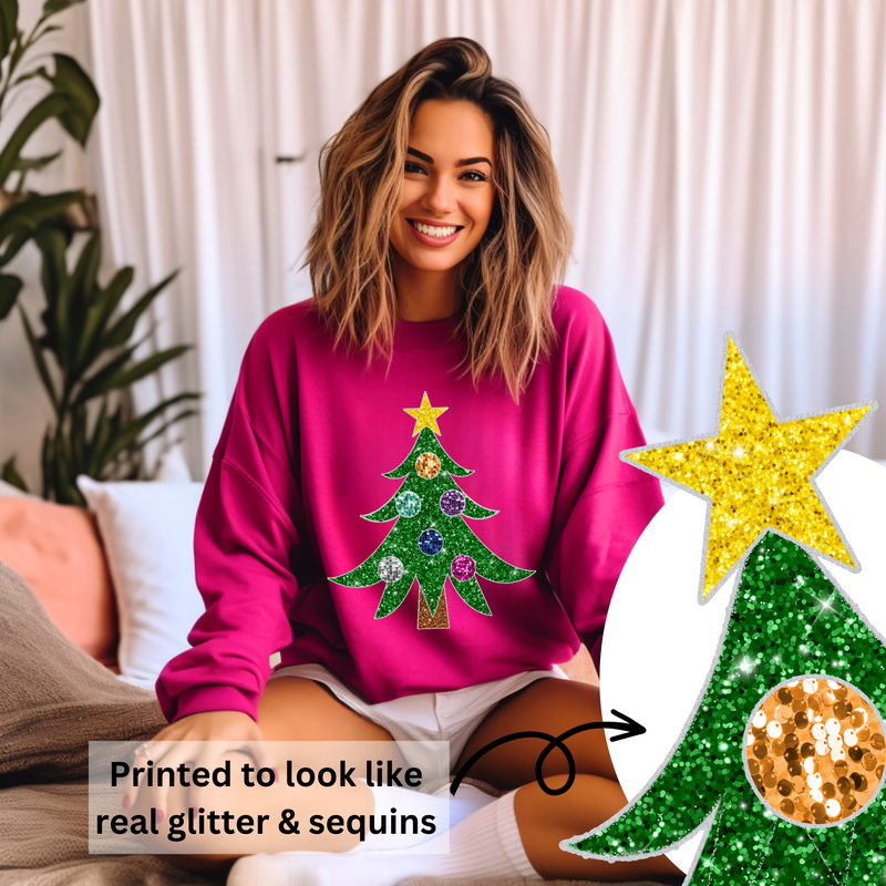 Hazel Blues® |  Glitter Christmas Tree Sweatshirt