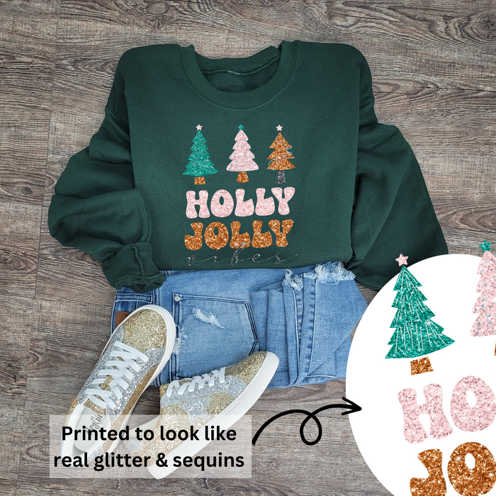 Hazel Blues® |  Holly Jolly Faux Glitter Chenille Crewneck Sweatshirt