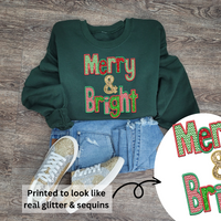 3Blues Designs |   Hazel Blues® |  Merry & Bright Faux Chenille Crewneck Sweatshirt