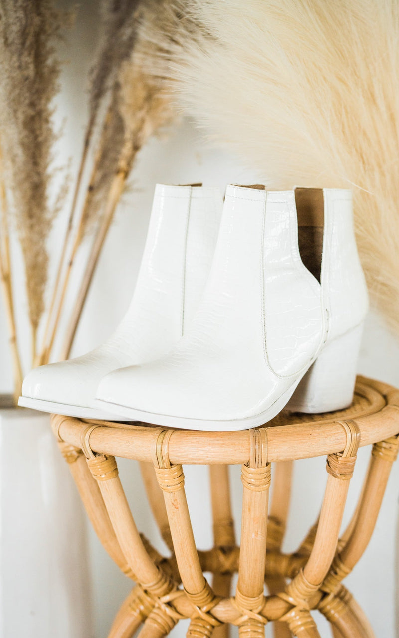 Hazel Blues® |  Tarim Bootie in White Croc