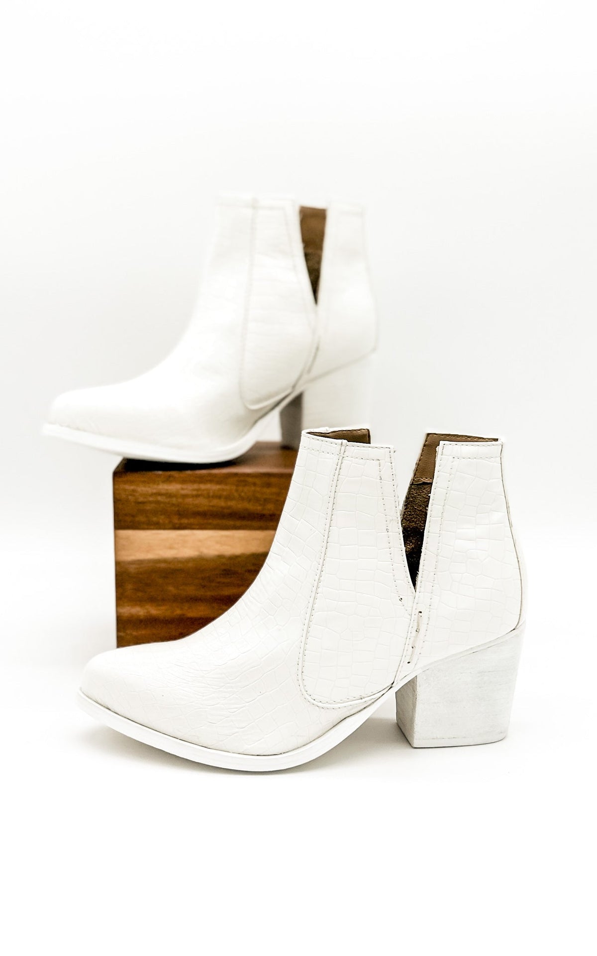 Hazel Blues® |  Tarim Bootie in White Croc