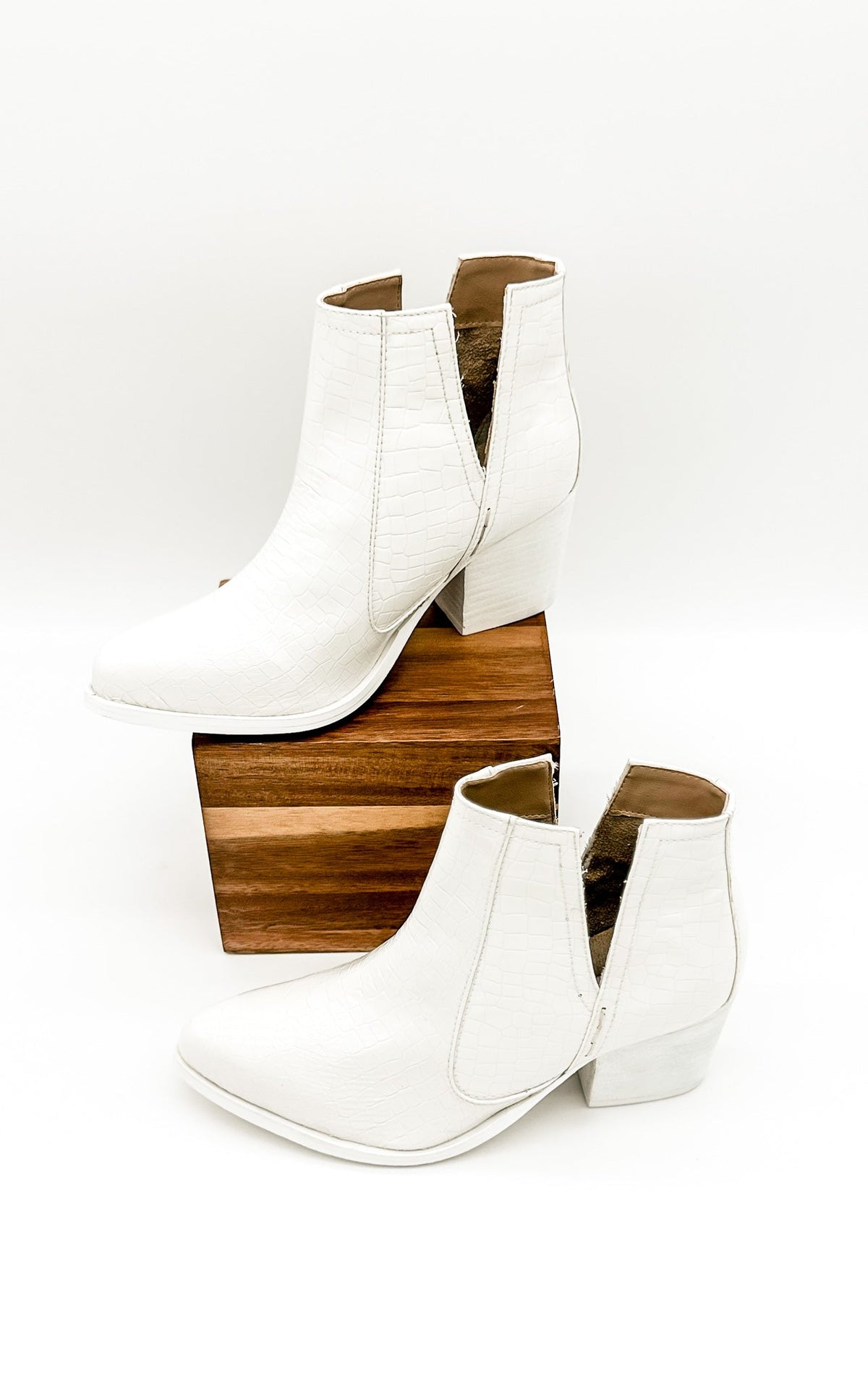 Hazel Blues® |  Tarim Bootie in White Croc