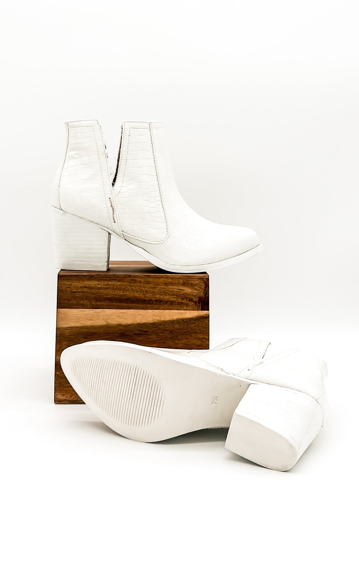 Hazel Blues® |  Tarim Bootie in White Croc