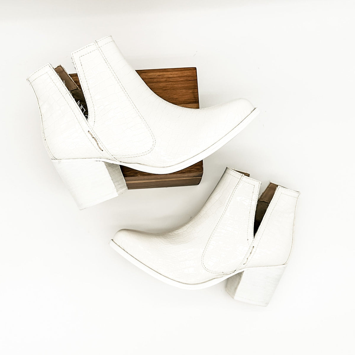 Hazel Blues® |  Tarim Bootie in White Croc