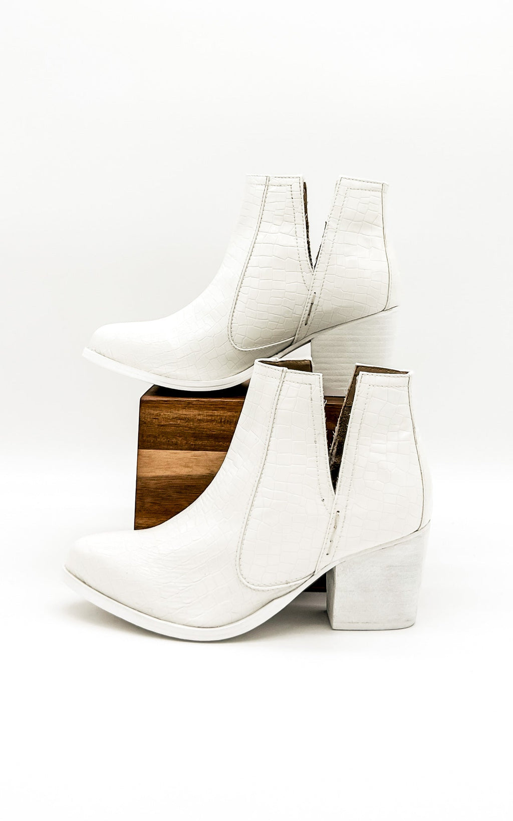 Hazel Blues® |  Tarim Bootie in White Croc