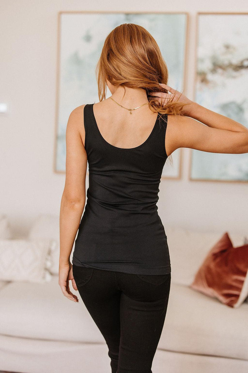 Hazel Blues® | The Basics Reversible Longline Tank in Black - Hazel Blues®