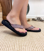 Hazel Blues® |  Tia Rhinestone Sandal in Fuschia
