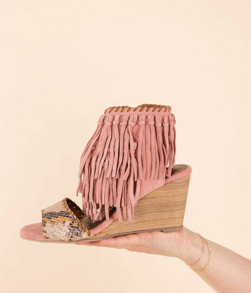 Hazel Blues® |  True Fringe Wedge in Blush