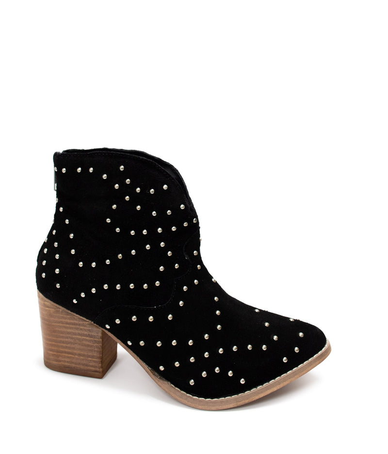 Hazel Blues® |  Twilight Studded Heeled Ankle Boot in Black