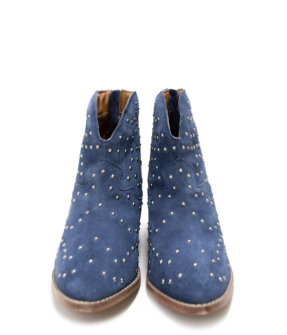 Hazel Blues® |  Twilight Studded Heeled Ankle Boot in Denim