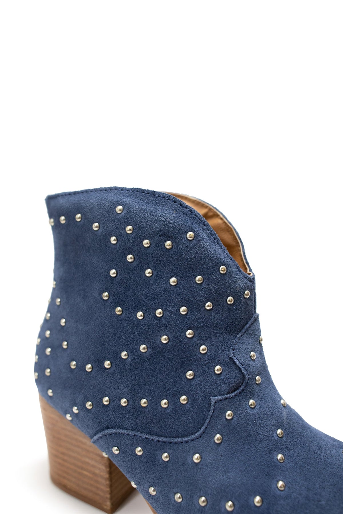 Hazel Blues® |  Twilight Studded Heeled Ankle Boot in Denim