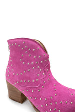 Hazel Blues® |  Twilight Studded Heeled Ankle Boot in Magenta