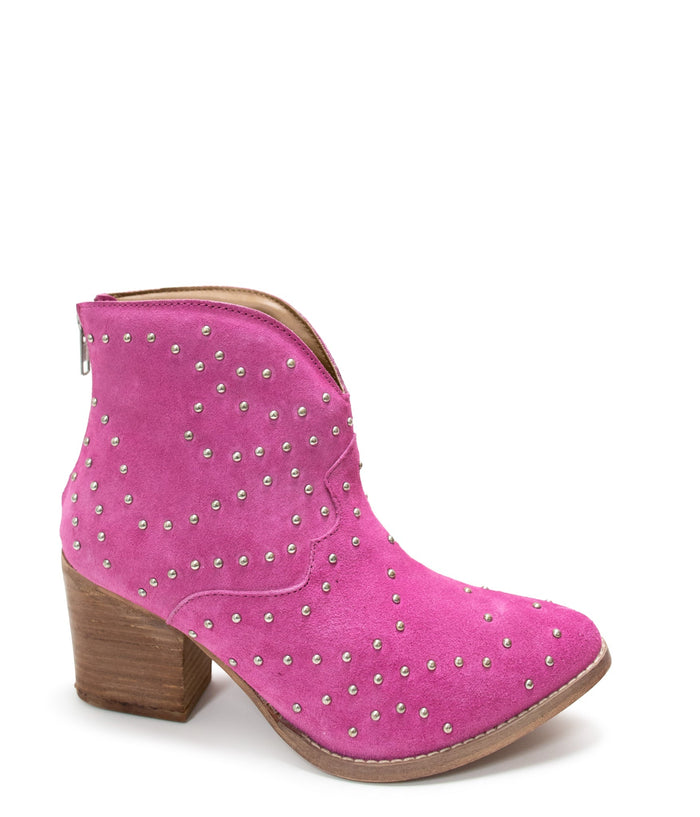 Hazel Blues® |  Twilight Studded Heeled Ankle Boot in Magenta