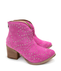 Hazel Blues® |  Twilight Studded Heeled Ankle Boot in Magenta