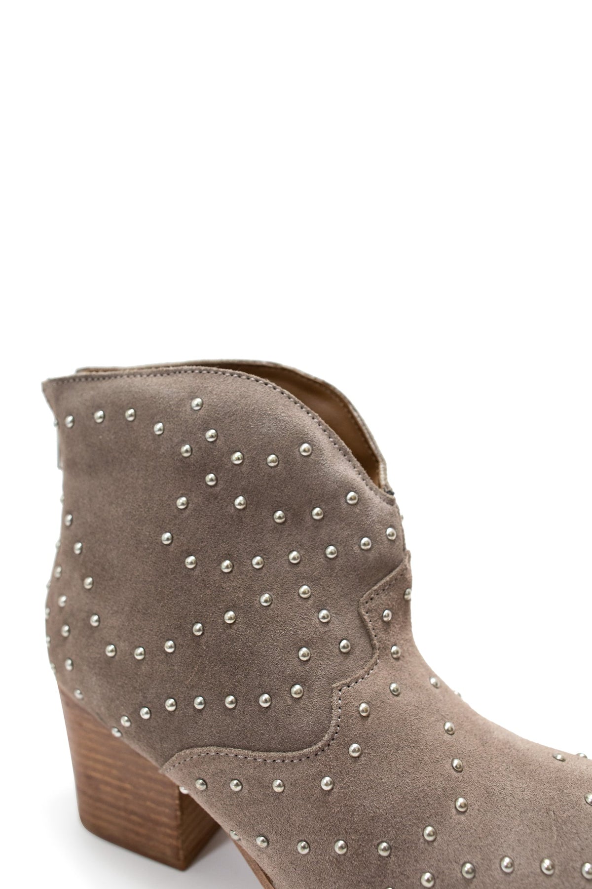 Hazel Blues® |  Twilight Studded Heeled Ankle Boot in Taupe