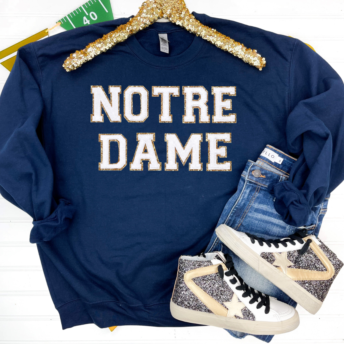 Hazel Blues® | Game Day Patch Sweatshirt: NOTRE DAME