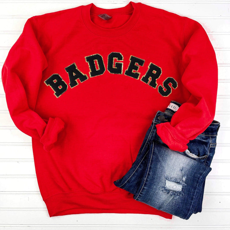 Hazel Blues® |  Game Day Patch Sweatshirt: BADGERS