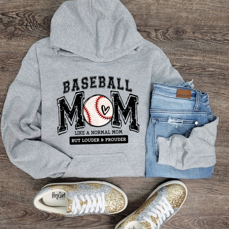 Hazel Blues® Louder Baseball Mom: HOODIE - Main Image
