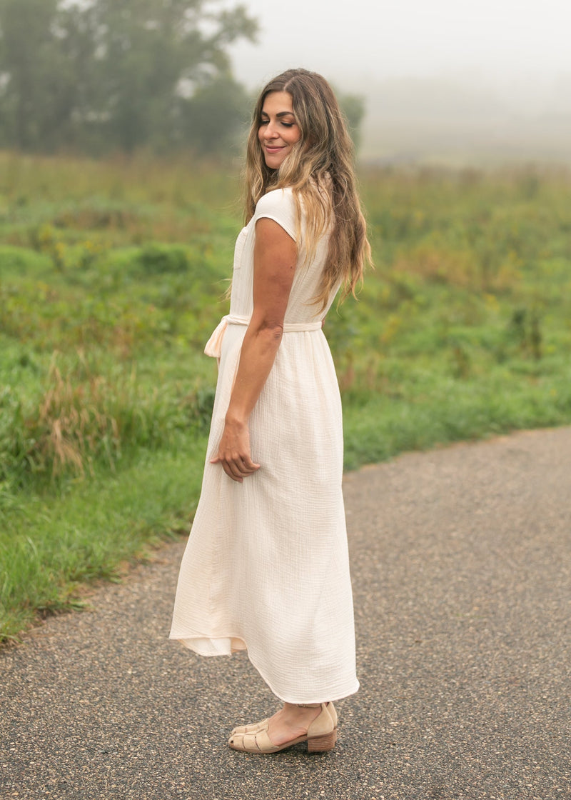 Willow Blush Pink Cotton Gauze Midi Dress – Hazel Blues®