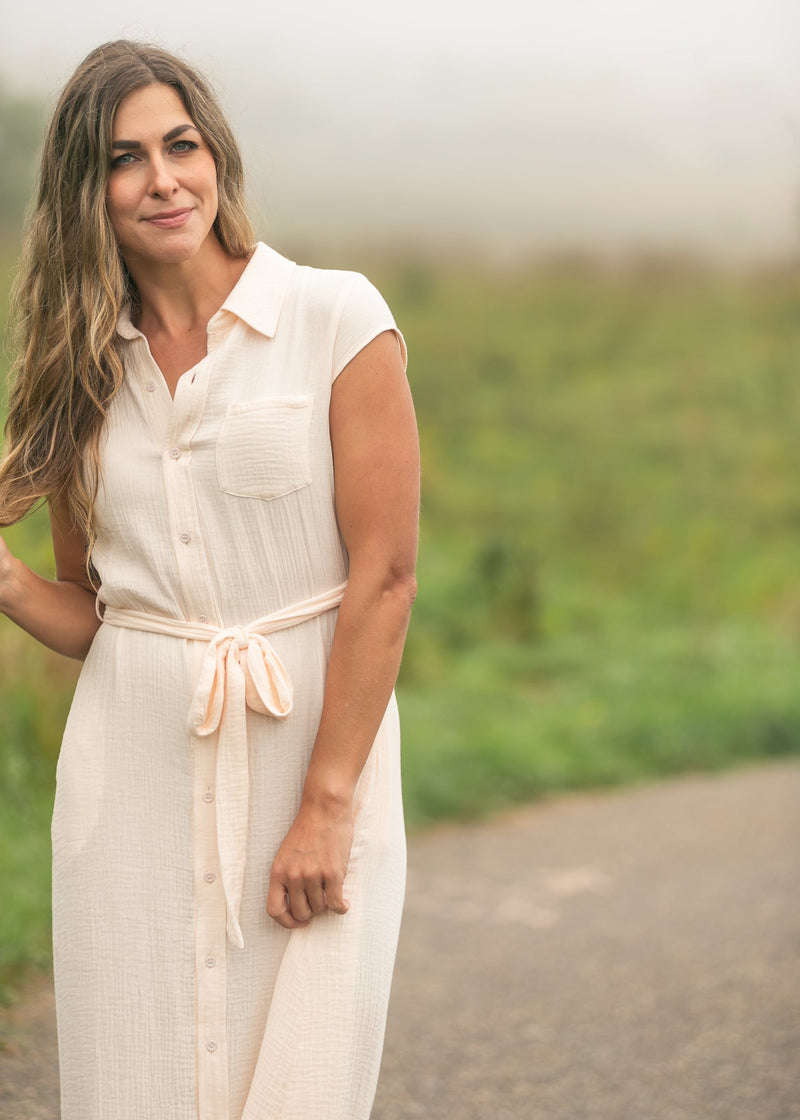 Willow Blush Pink Cotton Gauze Midi Dress – Hazel Blues®