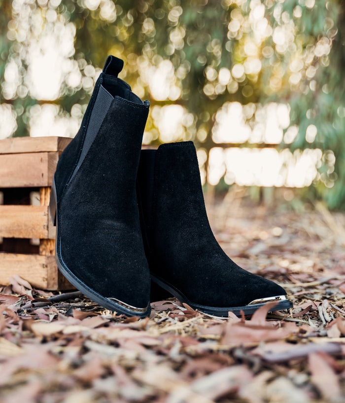 Hazel Blues® |  Wylie Suede Ankle Boot in Black