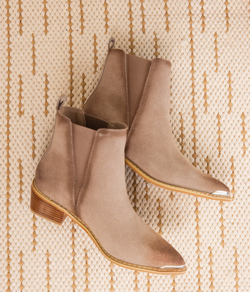 Hazel Blues® |  Wylie Suede Ankle Boot in Taupe