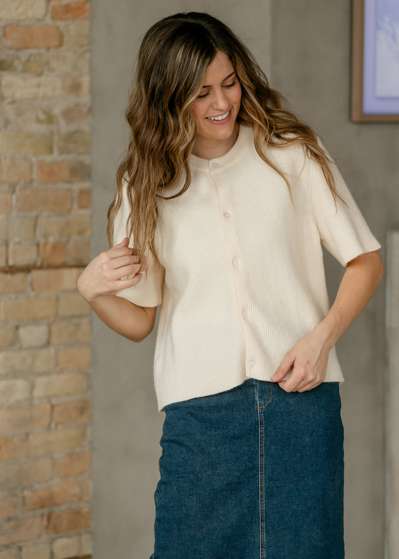 Zadie Ivory Short Sleeve Button Cardigan – Hazel Blues®