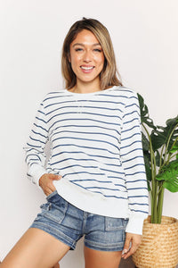 Hazel Blues® |  Double Take Striped Long Sleeve Round Neck Top