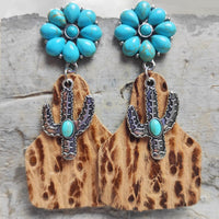 Hazel Blues® |  Turquoise Cactus Dangle Earrings