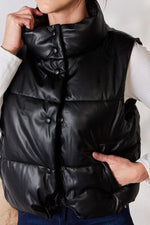 Hazel Blues® |  Love Tree Faux Leather Snap and Zip Closure Vest Coat